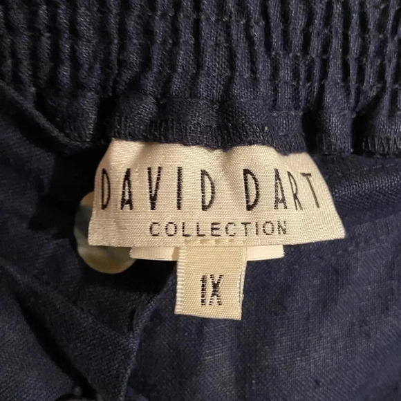 David Dart Collection 100% Linen Navy Button Front MIDI Length. Sz XL - Picture 3 of 7